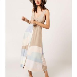 Mara Hoffman Front Tie Color Block Midi Dress